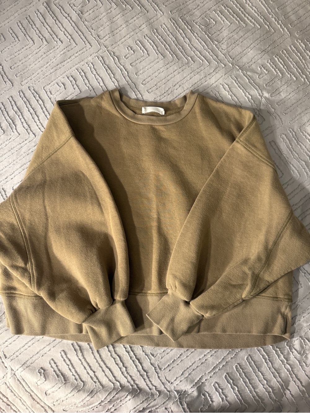 Zenana Outfitters Relaxed Crewneck Sweater in Tan